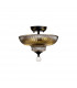 Dresden 2 Light Semi Flush Ceiling Lamp E27 With Round 30cm Glass Shade Matt Black Smoked-1