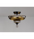 Dresden 2 Light Semi Flush Ceiling Lamp E27 With Round 30cm Glass Shade Matt Black Smoked-3