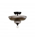 Dresden 2 Light Semi Flush Ceiling Lamp E27 With Round 30cm Glass Shade Matt Black Smoked-7
