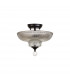 Dresden 2 Light Semi Flush Ceiling Lamp E27 With Round 30cm Glass Shade Matt Black Clear-7