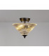 Dresden 2 Light Semi Flush Ceiling Lamp E27 With Cone 30cm Glass Shade Matt Black Clear-3