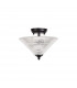Dresden 2 Light Semi Flush Ceiling Lamp E27 With Cone 30cm Glass Shade Matt Black Clear-7