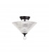 Dresden 2 Light Semi Flush Ceiling Lamp E27 With Cone 30cm Glass Shade Matt Black Clear-9