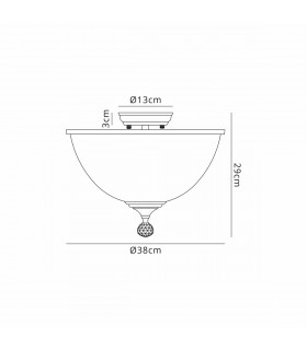 Dresden 2 Light Semi Flush Ceiling Lamp E27 With Dome 38cm Glass Shade Matt Black Clear-2