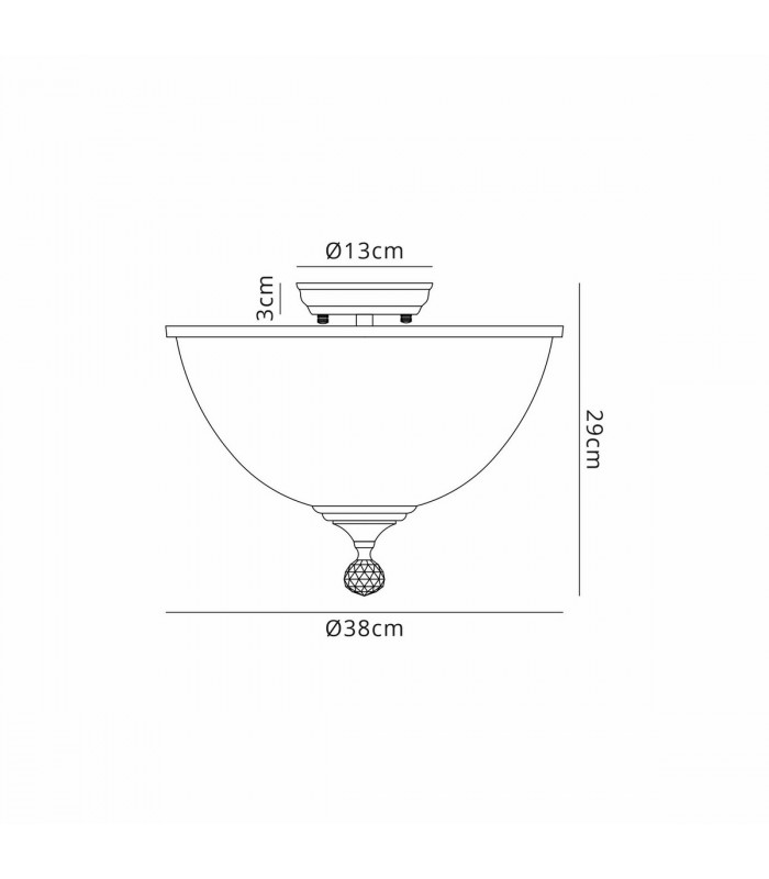 Dresden 2 Light Semi Flush Ceiling Lamp E27 With Dome 38cm Glass Shade Matt Black Clear-2