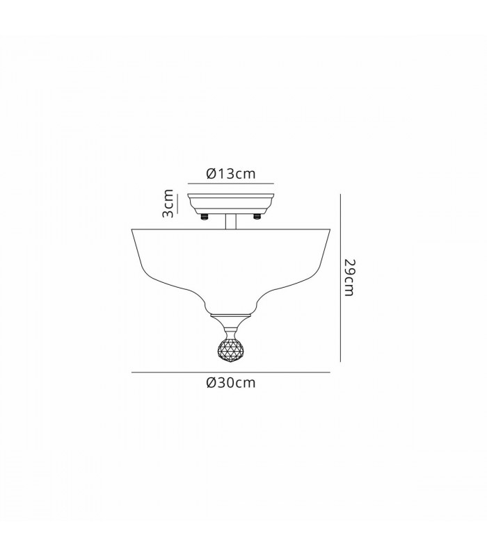 Dresden 2 Light Semi Flush Ceiling Lamp E27 With Flat Round 30cm Glass Shade Matt Black Clear-2