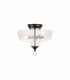 Dresden 2 Light Semi Flush Ceiling Lamp E27 With Flat Round 30cm Glass Shade Matt Black Clear-8