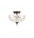 Dresden 2 Light Semi Flush Ceiling Lamp E27 With Flat Round 30cm Patterned Glass Shade Matt Black Clear-1