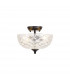 Dresden 2 Light Semi Flush Ceiling Lamp E27 With Flat Round 30cm Patterned Glass Shade Matt Black Clear-8