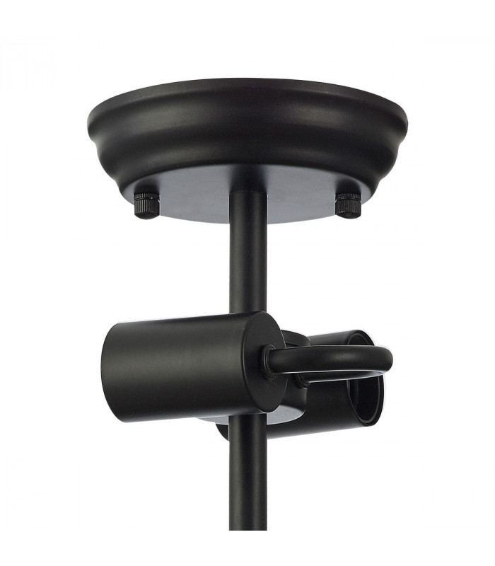 Dresden 2 Light Semi Flush Ceiling Lamp E27 With Flat Round 30cm Patterned Glass Shade Matt Black Clear-9