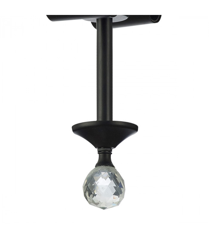 Dresden 2 Light Semi Flush Ceiling Lamp E27 With Flat Round 30cm Patterned Glass Shade Matt Black Clear-10