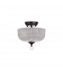 Dresden 2 Light Semi Flush Ceiling Lamp E27 With Round 26.5cm Prismatic Effect Glass Shade Matt Black Clear-7