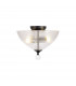 Dresden 2 Light Semi Flush Ceiling Lamp E27 With Round 33.5cm Prismatic Effect Glass Shade Matt Black Clear-1