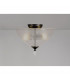 Dresden 2 Light Semi Flush Ceiling Lamp E27 With Round 33.5cm Prismatic Effect Glass Shade Matt Black Clear-3