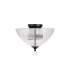 Dresden 2 Light Semi Flush Ceiling Lamp E27 With Round 33.5cm Prismatic Effect Glass Shade Matt Black Clear-7