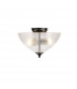 Dresden 2 Light Semi Flush Ceiling Lamp E27 With Round 33.5cm Prismatic Effect Glass Shade Matt Black Clear-8