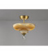 Dresden 2 Light Semi Flush Ceiling Lamp E27 With Round 30cm Glass Shade Antique Brass Amber-3