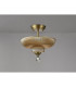 Dresden 2 Light Semi Flush Ceiling Lamp E27 With Round 30cm Glass Shade Antique Brass Amber-10