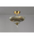 Dresden 2 Light Semi Flush Ceiling Lamp E27 With Round 30cm Glass Shade Antique Brass Smoked-3