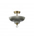 Dresden 2 Light Semi Flush Ceiling Lamp E27 With Round 30cm Glass Shade Antique Brass Smoked-7