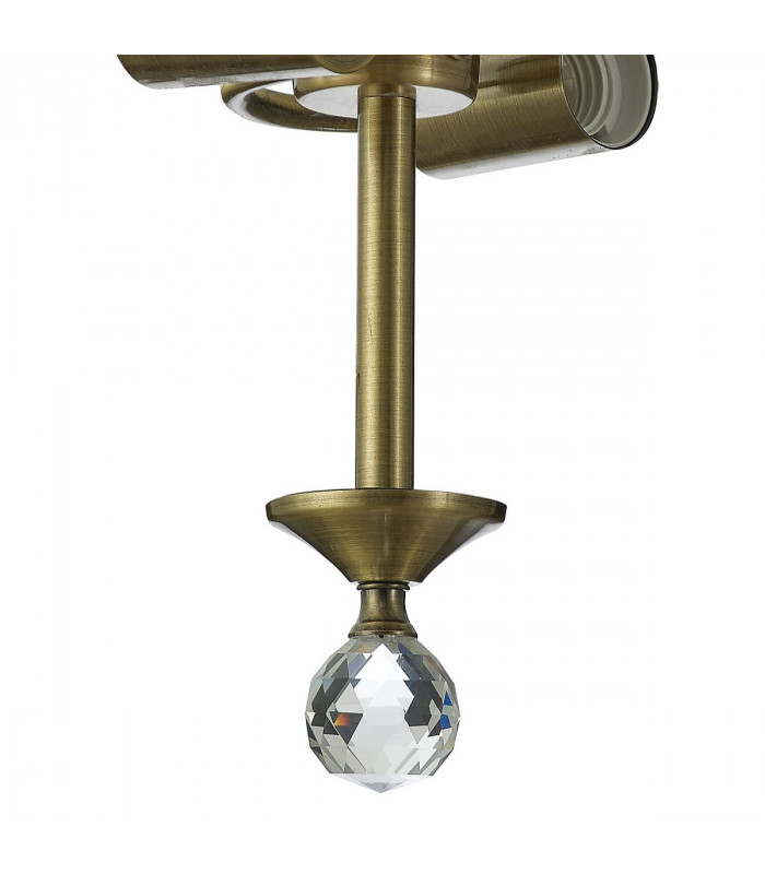 Dresden 2 Light Semi Flush Ceiling Lamp E27 With Round 30cm Glass Shade Antique Brass Clear-9