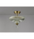 Dresden 2 Light Semi Flush Ceiling Lamp E27 With Round 30cm Glass Shade Antique Brass Clear-10
