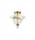 Dresden 2 Light Semi Flush Ceiling Lamp E27 With Bell 30cm Glass Shade Antique Brass Clear-1