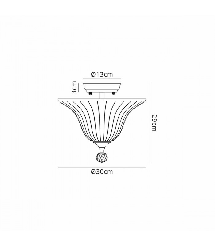 Dresden 2 Light Semi Flush Ceiling Lamp E27 With Bell 30cm Glass Shade Antique Brass Clear-2