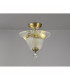 Dresden 2 Light Semi Flush Ceiling Lamp E27 With Bell 30cm Glass Shade Antique Brass Clear-3