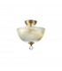 Dresden 2 Light Semi Flush Ceiling Lamp E27 With Dome 30cm Glass Shade Antique Brass Clear-1