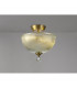 Dresden 2 Light Semi Flush Ceiling Lamp E27 With Dome 30cm Glass Shade Antique Brass Clear-3