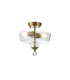 Dresden 2 Light Semi Flush Ceiling Lamp E27 With Flat Round 30cm Glass Shade Antique Brass Clear-1