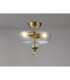 Dresden 2 Light Semi Flush Ceiling Lamp E27 With Flat Round 30cm Glass Shade Antique Brass Clear-3