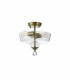 Dresden 2 Light Semi Flush Ceiling Lamp E27 With Flat Round 30cm Glass Shade Antique Brass Clear-7