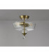 Dresden 2 Light Semi Flush Ceiling Lamp E27 With Flat Round 30cm Glass Shade Antique Brass Clear-10