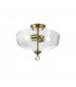 Dresden 2 Light Semi Flush Ceiling Lamp E27 With Flat Round 38cm Glass Shade Antique Brass Clear-1