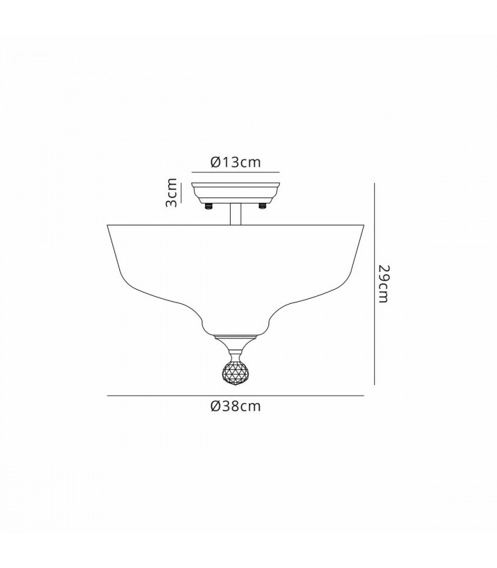 Dresden 2 Light Semi Flush Ceiling Lamp E27 With Flat Round 38cm Glass Shade Antique Brass Clear-2