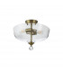 Dresden 2 Light Semi Flush Ceiling Lamp E27 With Flat Round 38cm Glass Shade Antique Brass Clear-4