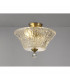 Dresden 2 Light Semi Flush Ceiling Lamp E27 With Round 38cm Patterned Glass Shade Antique Brass Clear-3