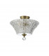 Dresden 2 Light Semi Flush Ceiling Lamp E27 With Round 38cm Patterned Glass Shade Antique Brass Clear-7