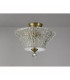 Dresden 2 Light Semi Flush Ceiling Lamp E27 With Round 38cm Patterned Glass Shade Antique Brass Clear-10