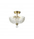 Dresden 2 Light Semi Flush Ceiling Lamp E27 With Flat Round 30cm Patterned Glass Shade Antique Brass Clear-1