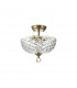 Dresden 2 Light Semi Flush Ceiling Lamp E27 With Flat Round 30cm Patterned Glass Shade Antique Brass Clear-7