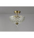 Dresden 2 Light Semi Flush Ceiling Lamp E27 With Flat Round 30cm Patterned Glass Shade Antique Brass Clear-10