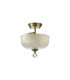 Dresden 2 Light Semi Flush Ceiling Lamp E27 With Round 26.5cm Prismatic Effect Glass Shade Antique Brass Clear-1