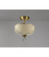 Dresden 2 Light Semi Flush Ceiling Lamp E27 With Round 26.5cm Prismatic Effect Glass Shade Antique Brass Clear-3