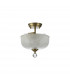 Dresden 2 Light Semi Flush Ceiling Lamp E27 With Round 26.5cm Prismatic Effect Glass Shade Antique Brass Clear-7