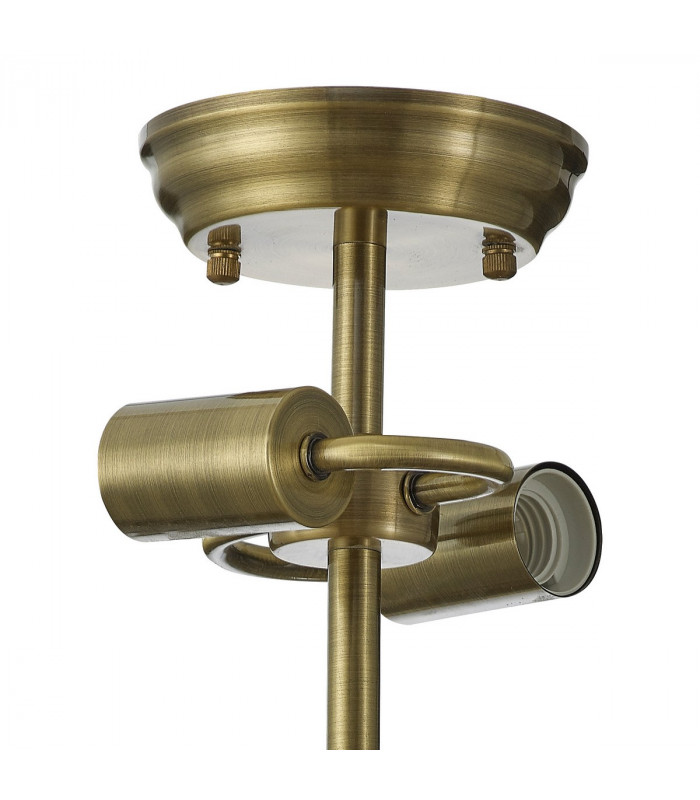 Dresden 2 Light Semi Flush Ceiling Lamp E27 With Round 26.5cm Prismatic Effect Glass Shade Antique Brass Clear-8