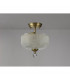 Dresden 2 Light Semi Flush Ceiling Lamp E27 With Round 26.5cm Prismatic Effect Glass Shade Antique Brass Clear-10