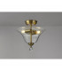 Dresden 2 Light Semi Flush Ceiling Lamp E27 With Smooth Bell 30cm Glass Shade Antique Brass Clear-3